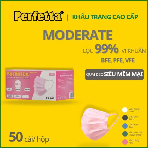 Khẩu Trang Y Tế Màu Hồng Perfetta Moderate