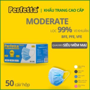 Khẩu Trang Y Tế Màu Xanh Dương Perfetta Moderate
