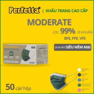 Khẩu Trang Y Tế Màu Xanh Rêu Perfetta Moderate