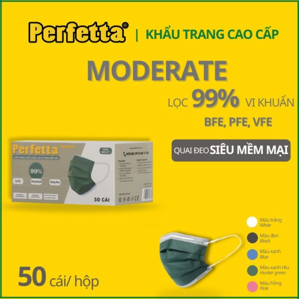 Khẩu Trang Y Tế Màu Xanh Rêu Perfetta Moderate