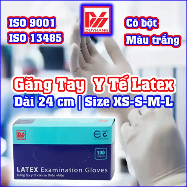 Găng Tay Y Tế Latex Có Bột Cổ Ngắn Duy Hàng