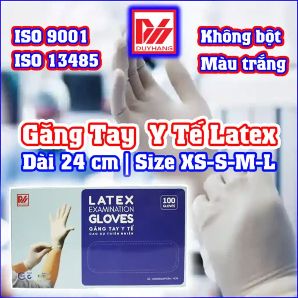 Găng Tay Y Tế Latex Không Bột Cổ Ngắn Duy Hàng